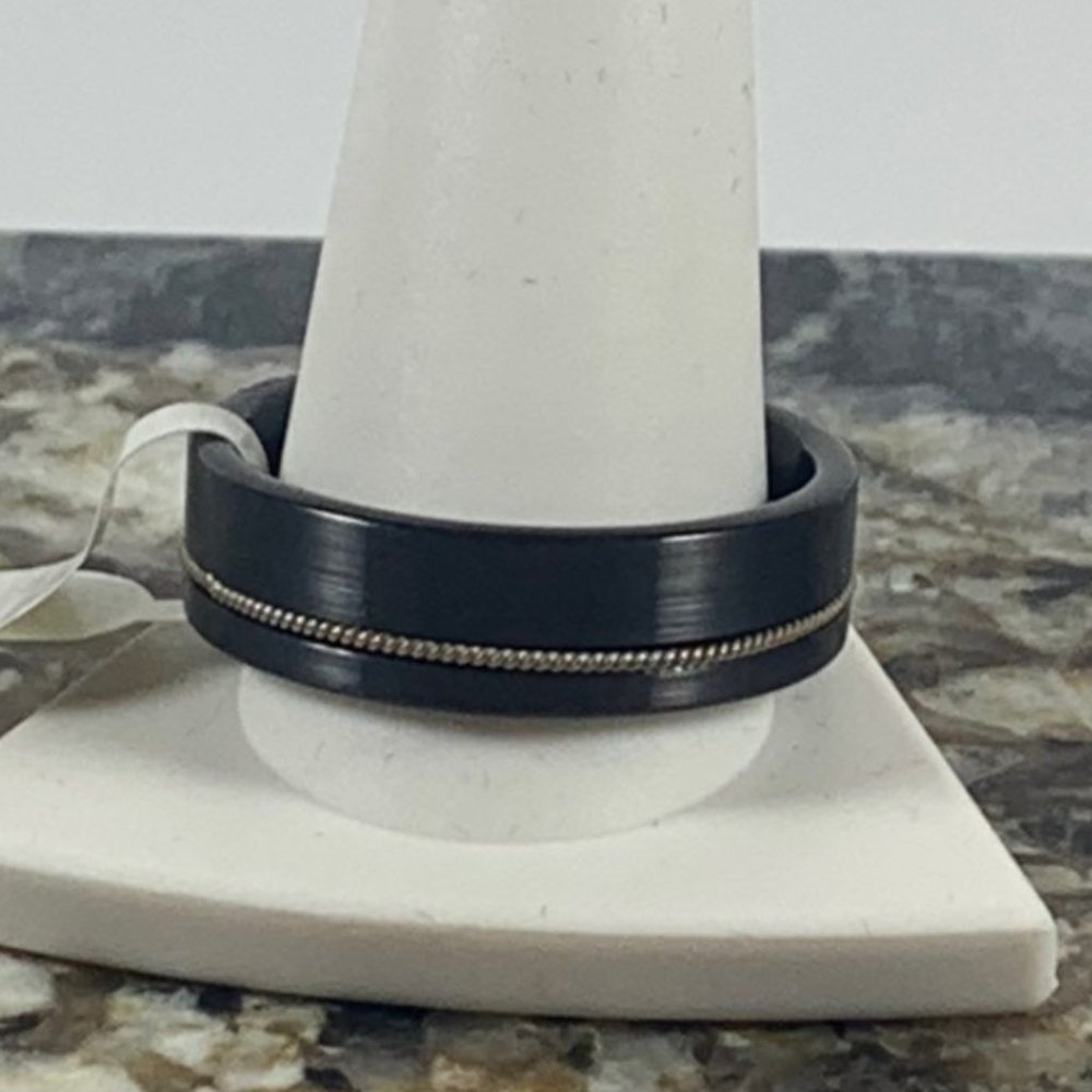 Tungsten sz 14.5 black w/rose gold inlay